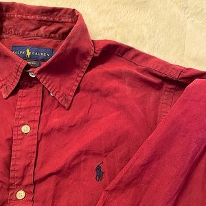 Ralph Lauren ~ Men’s Button Down Dress Shirt ~ Maroon/Plum Red ~ Large